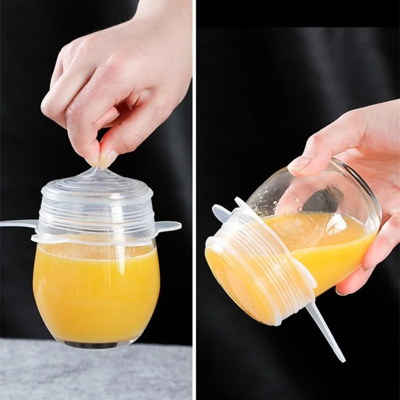 6-piece food grade silicone fresh-keeping cover transparent stretch fruit food wrap film home fresh-keeping bowl cover