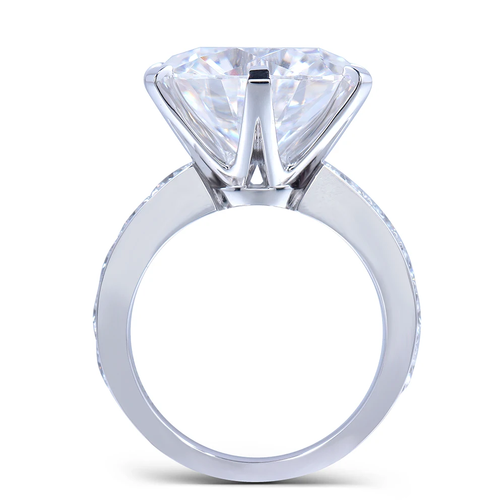 TransGems 10 Carat Lab Grown Moissanite Diamond Ring 14K White Gold Fashion Jewelry Rings for Woman Wedding Engagement Jewellery