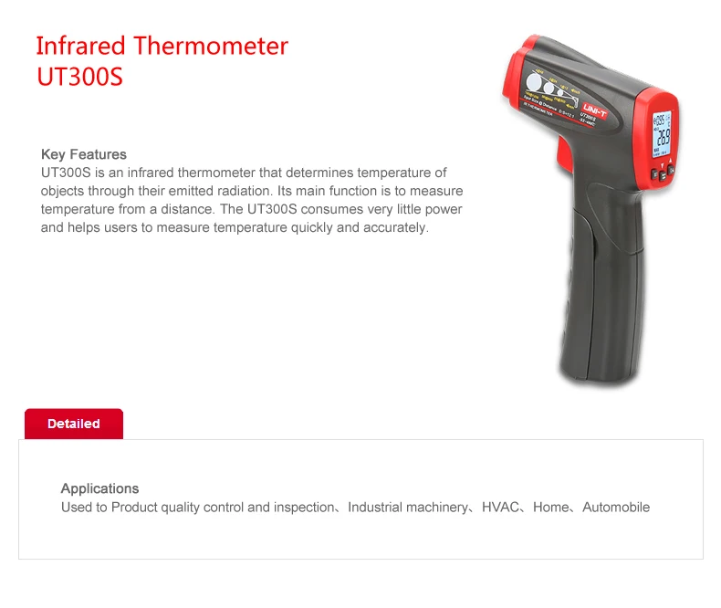UNI-T цифровой Бесконтактный инфракрасный термометр UT300S приборы для измерения температуры ручной лазерный измеритель температуры