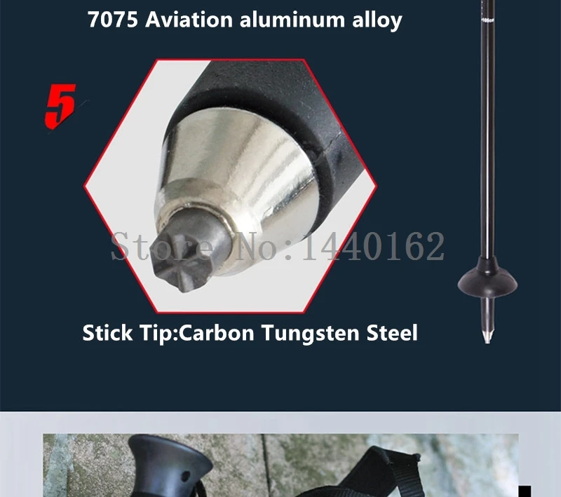 TP004  7075 Aluminum alloy trekking poles Telescopic nordic walking (24)