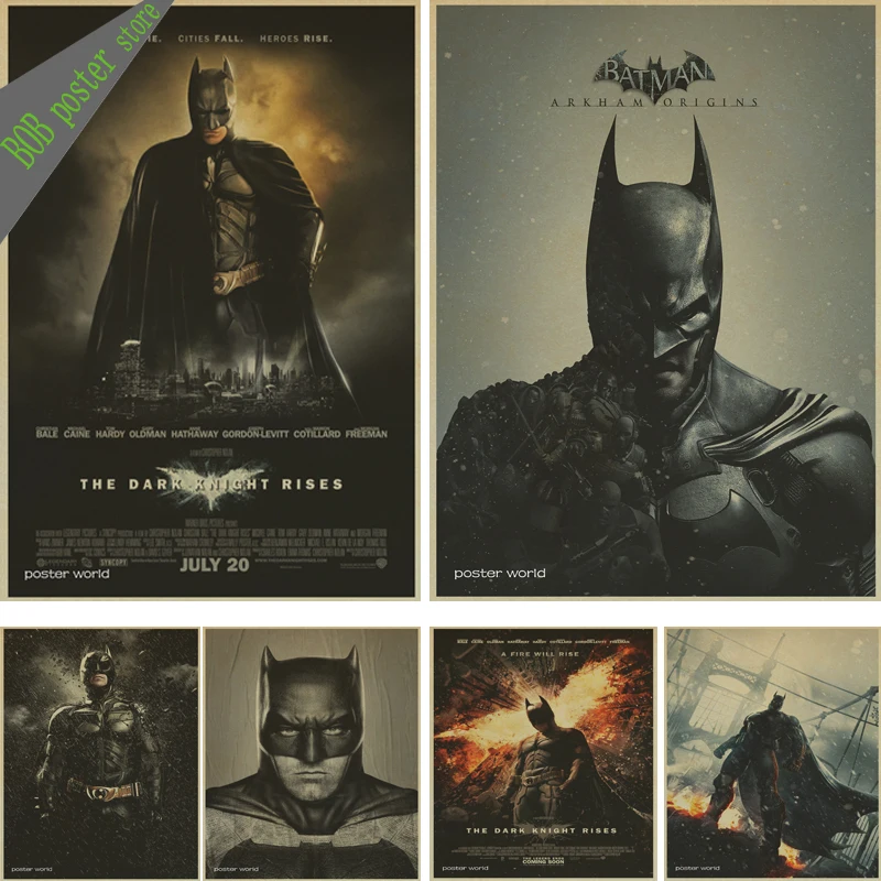 

Retro Movie Poster Batman brown Paper Drawing Core Hanging Picture Comic Painting Vintage Kraft Paper Home Art Decorative Poster
