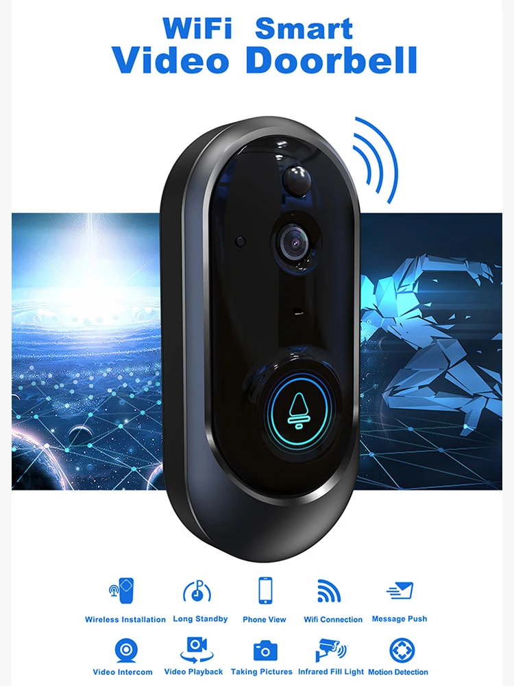 

NEW 720P Smart IP Video Intercom WIFI Video Visual Doorbell Wireless Night vision Intercom Doorbell PIR Home Security Camera