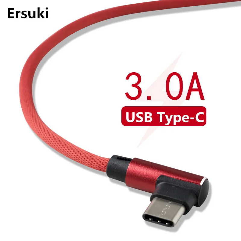 

Ersuki Fast Charging USB Type C 90 Degree usb cable 3.0 Type-c data Cord Charger usb-c For Samsung S8 S9 Note 9 8 Xiaomi mi8 mi6
