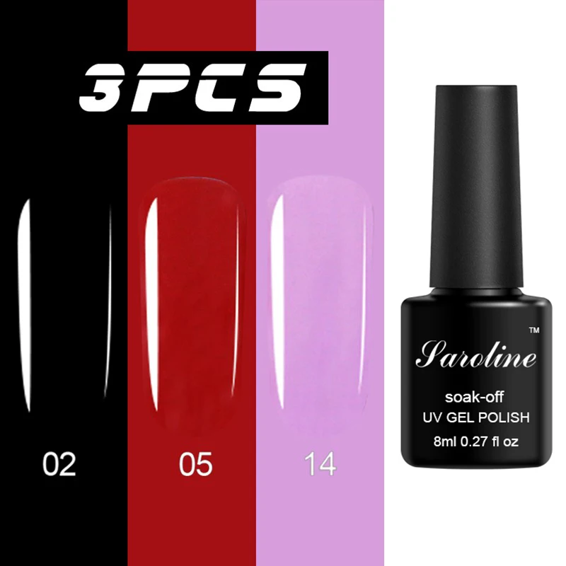 Saroline 3 шт. Lucky Nude цветной набор для маникюра гель-лаком 8 мл цветной насыщенный для дизайна ногтей Полупостоянный УФ-лак для ногтей - Цвет: 02-05-14