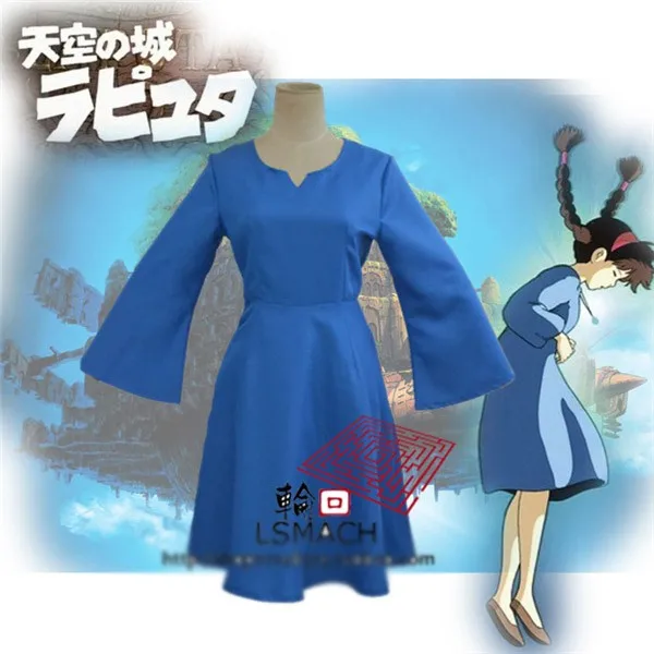 

Laputa: Castle in the Sky Sheeta Fashion Lolita Uniform Cosplay Anime Costume Blue Dress Free Shipping