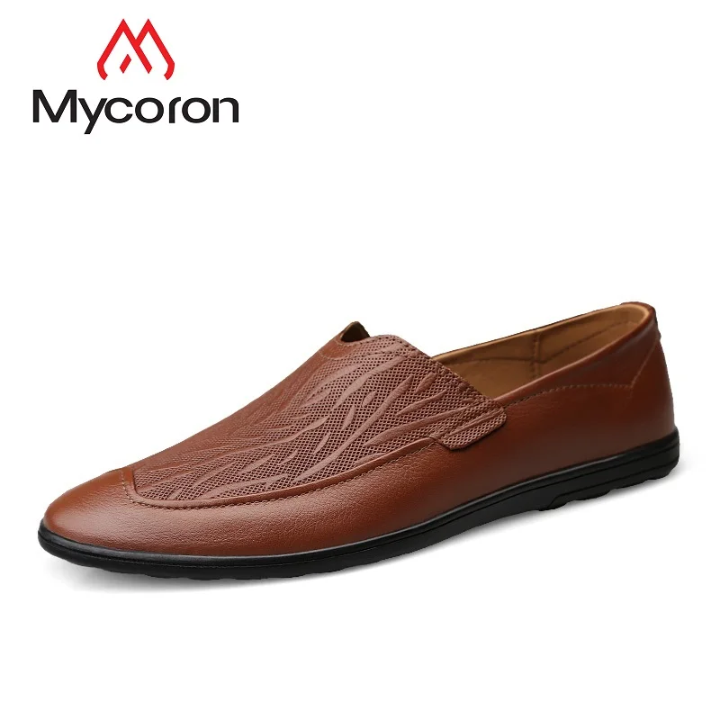 

MYCORON 2018 Mens Shoes Handmade Men Loafers Spring And Autumn Moccasins Men Genuine Leather Walking Sapatenis Masculino