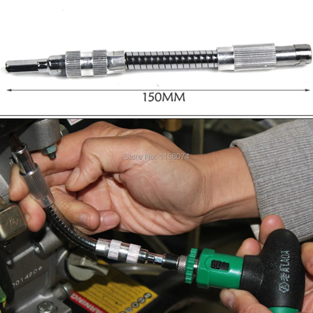 6.3mm Hex Shank Flexible Extension Screwdriver Bit 150mm Length Bendable Extended Magnetic Screw Driver Shaft Bit Tip Holder Rod