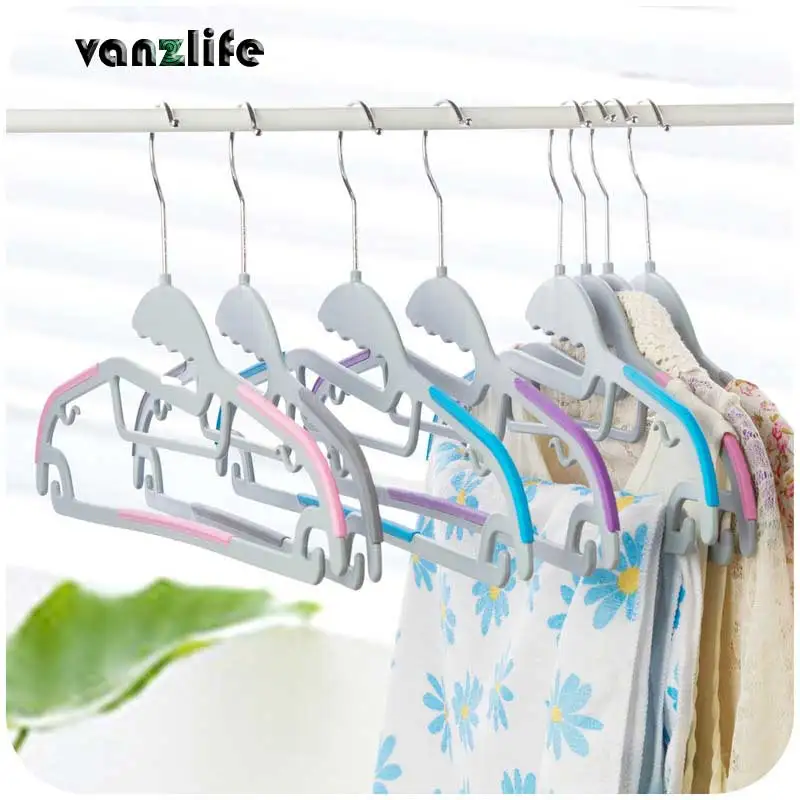 vanzlife wet and dry anti slip plastic hanger 5pcs a lot seamless home magic pants rack clothes