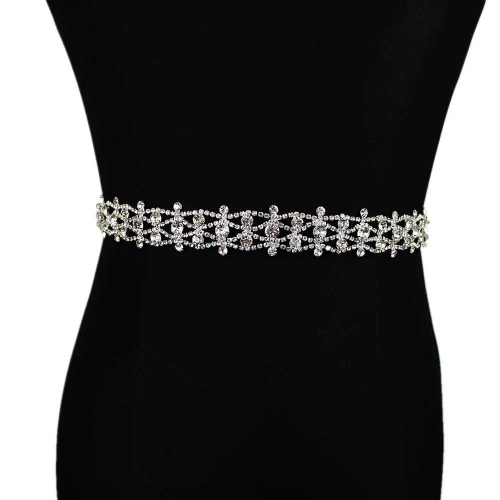 

Handmade Wedding Gown Sash Luxury Silver Rhinestones Wedding Belt Sash Diamond Crystal Bridal Belt Wedding Dress Accessories