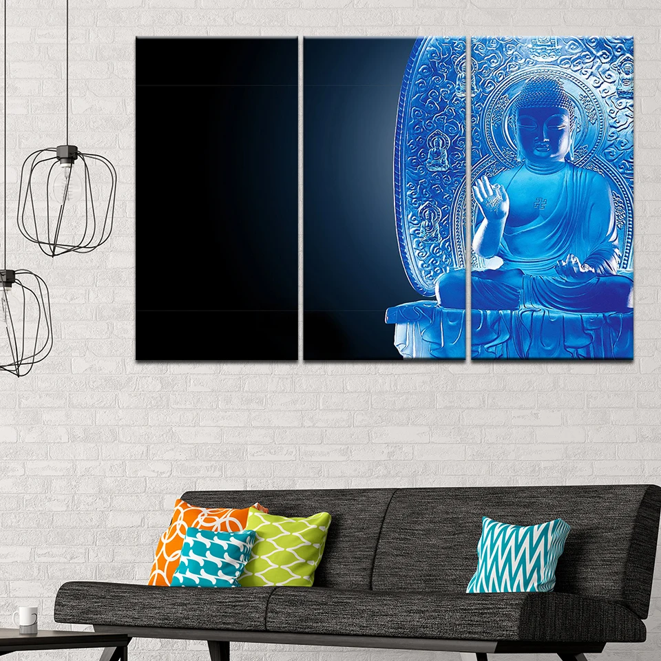 Wall Art Pictures Home Decor Room Vintage Zen Buddha Poster Framework HD Prints Canvas 3 Pieces Combine Buddha Paintings Modular