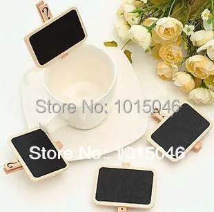 

Free Shipping 10pcs Rectangle Wood Mini Blackboard Chalkboard Peg Clip Wedding Gift Card Favours