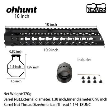 

Slim Style AR15 10 inch Steel Free Float Keymod Handguard Picatinny Rail for Tactical Rifle Mounts with Steel Barrel Nut