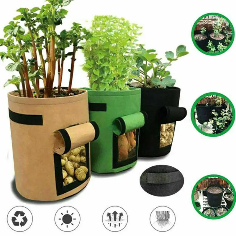 

7 Gallon Fabric Pot Plant Pouch Root Container Tomatoes Potatoes Grow Bags Tools Garden Pots Planters Supplies
