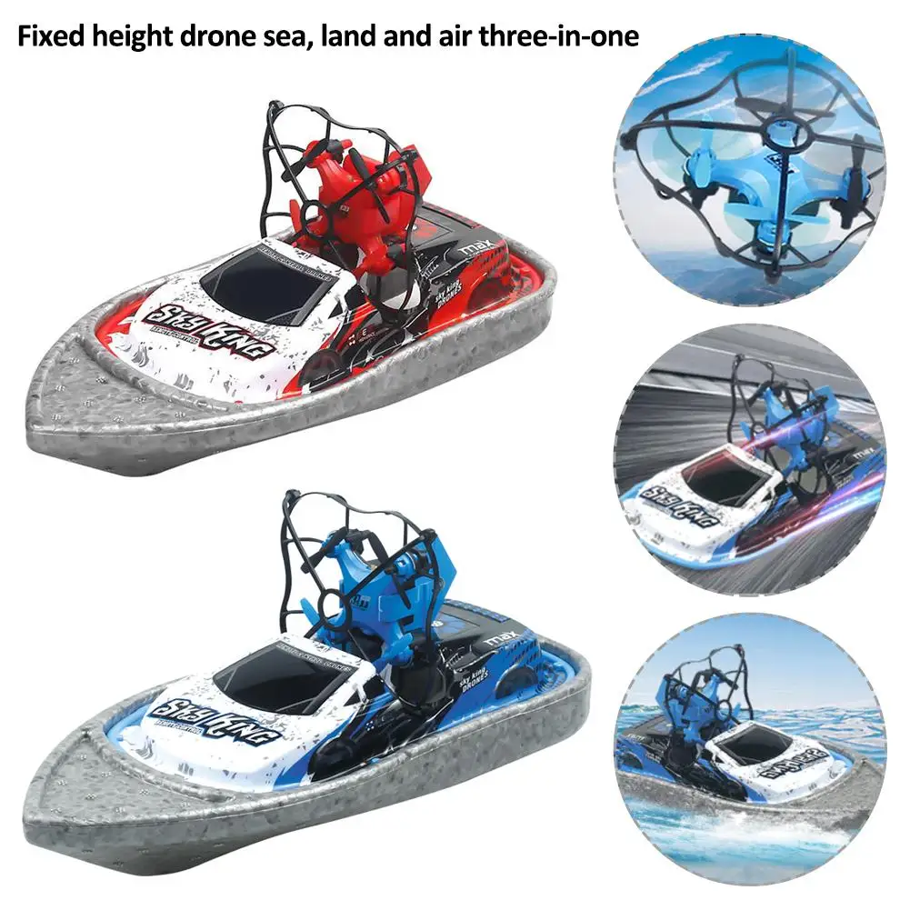 

NEW 3-in-1 Fixed High Drone Sea Land Air Remote Control Car Speedboat Boat Mini Electric Drift Racing RC Quadcopter Hovercraft
