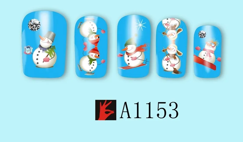 12 листов переводные наклейки для ногтей украшения маникюрные инструменты Рождественская елка Санта Клаус Снеговик Дизайн