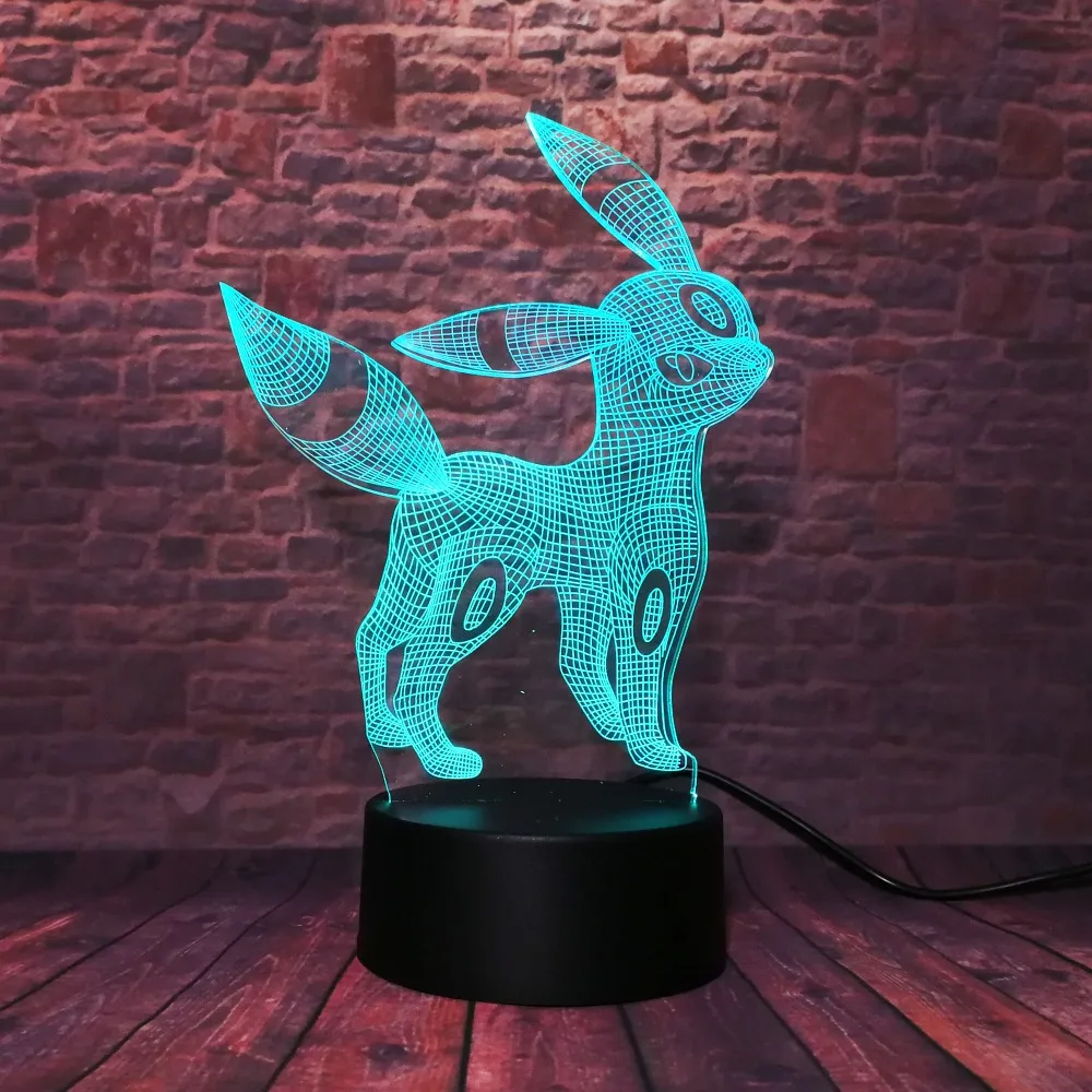 Umbreon Pokemon Go 3D фигурка ночник USB 7 цветов меняющий цвет настольная лампа декор для