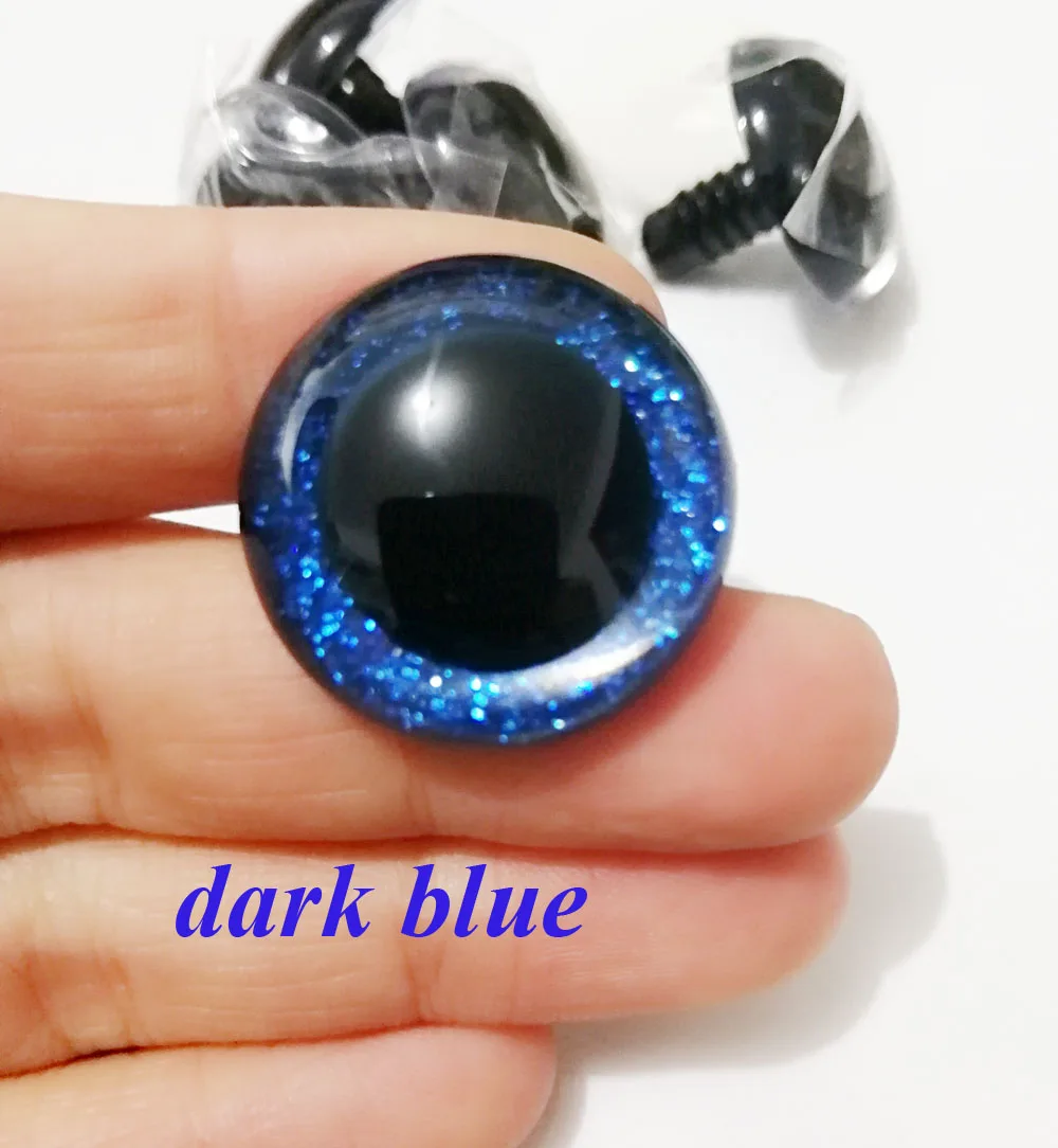 10pcs--N16--26mm/28mm/30mm/40mm/50mm big size round clear toy safety glitter eyes + glitter fabric + hard washers 10
