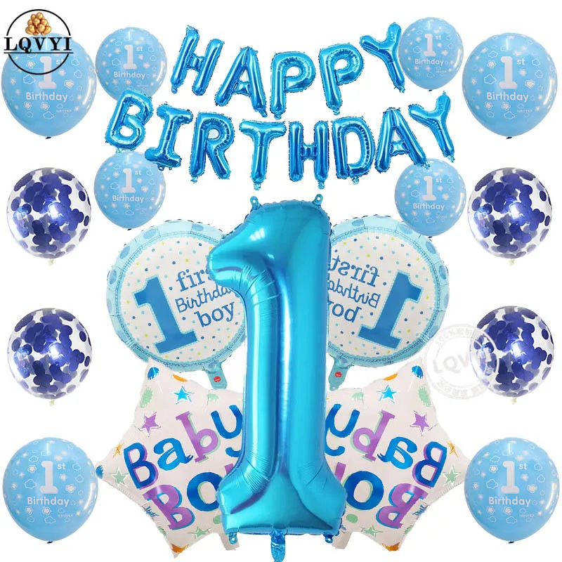 

18pcs/set Baby Boy Girl Happy Birthday Balloon Air Letters Foil Balloons 1st Birthday Party Decoration Kids Toy Globos Supplies