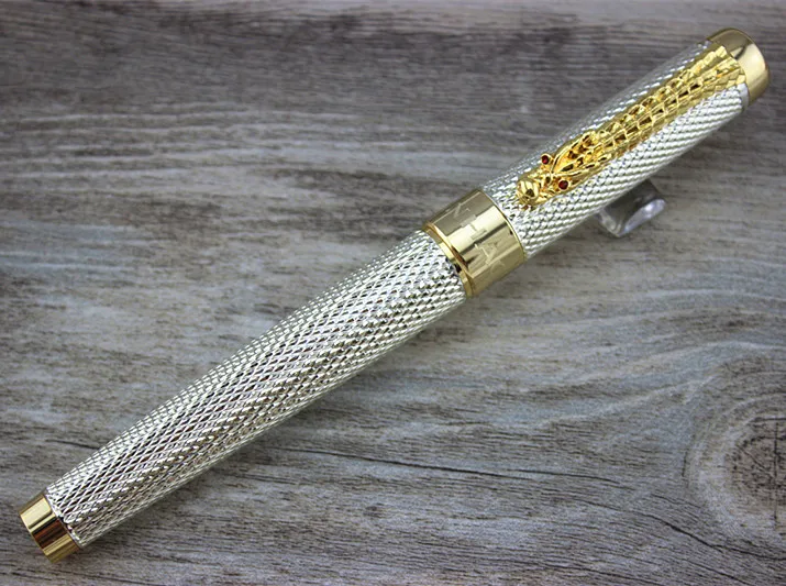 

1pcs/lot JINHAO Fountain Pen 1200 Silver Pen Gold Clip Business Executive Fast Writing
