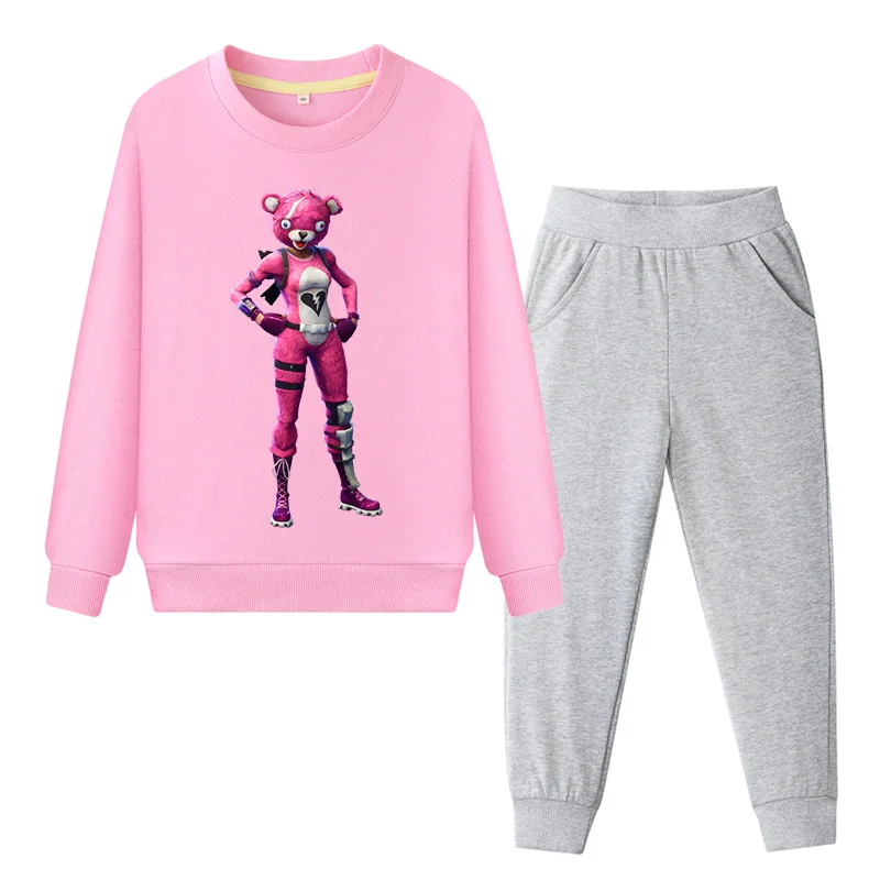 

2019 Children Battle Royale Spring Sports Tracksuits Boys Girls Kids Fortnight Game Pink Coat+Pants 2PCS Suit Clothing Sets SS04