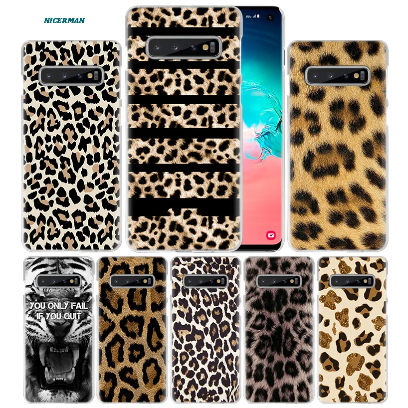 

Tiger Leopard Print Case for Samsung Galaxy S10 5G S10e S9 S8 M30 M20 M10 J4 J6 Plus J8 2018 Note 8 9 Hard PC Phone Cover Coque