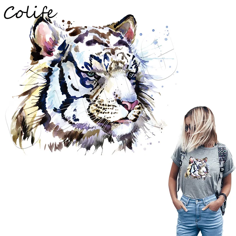 

Tiger Patches Heat Transfer Iron On Stickers Washable DIY A-Level Parches Accessory Applique Fashion Patches On T-Shirts