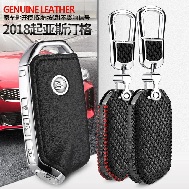 

Car key cover for kia stinger 2018 4 button Case Remote Keys Shell leather key4y Free shipping