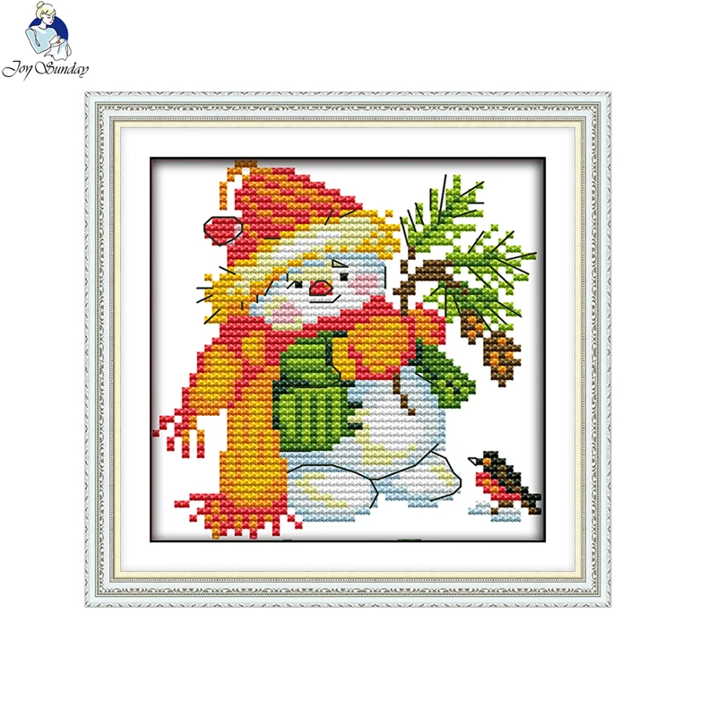 

Joy Sunday Christmas Snowman K196 Counted 11CT Printed Fabric 14CT Canvas DMC Chinese DIY Hand Cross-stitch Embroidery Set