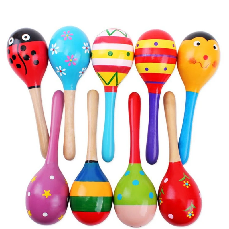 5pcs/lot Baby Toys Dolls Musical Instruments Wood Rattles Toys For Babies Child Baby Shaker Toy For Children Gift Toys Shaker