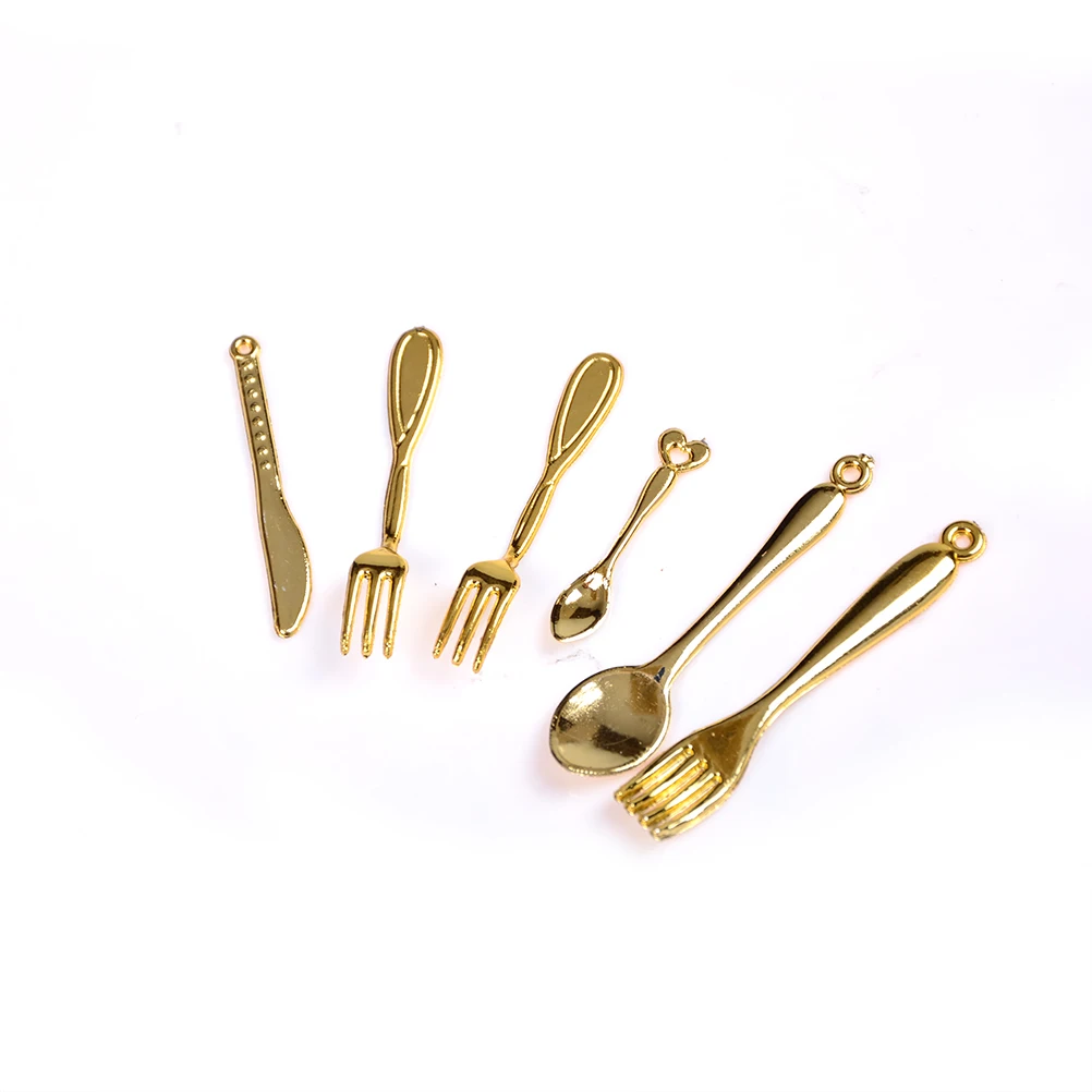 

11Pcs 1/12 Scale Kitchen Dining&bar Fancy Ware Set Miniature Stainless Steel Dollhouse Tableware Hot Sale