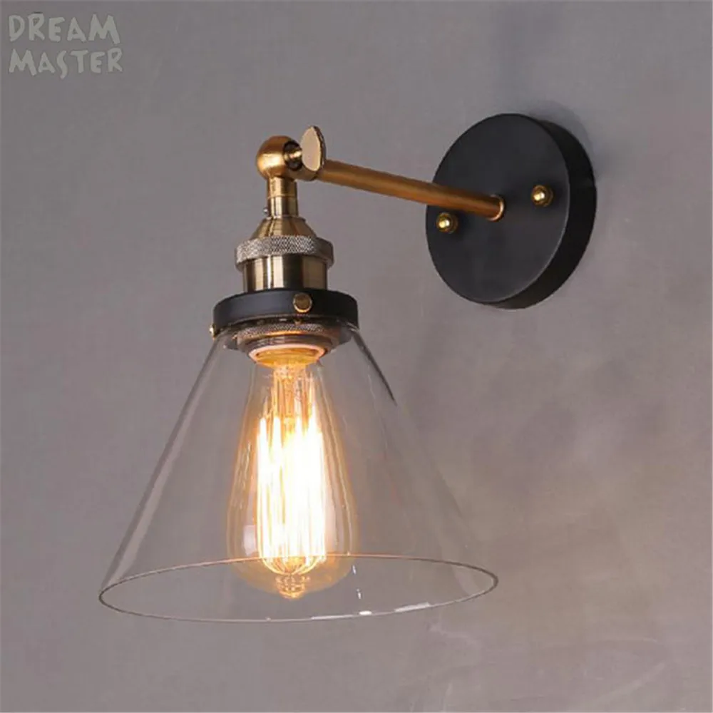 Vintage Traditional Industrial Wall Lights Glass Shade Loft Coffee Bar