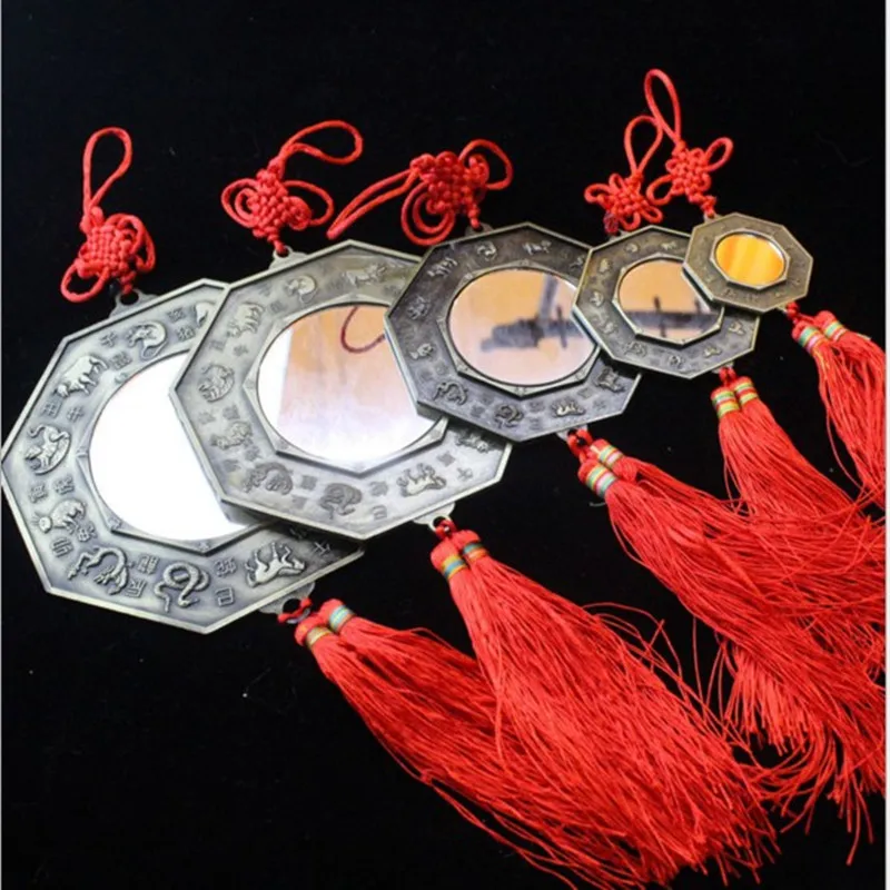 

1PC Chinese Feng Shui Bagua Mirror Metal Yin Yang Bagua Mirror with Chinese Knot Good Luck Fortune Prayer