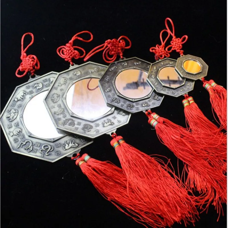 Espejo Bagua Feng Shui 7cm Mano de Obra Fina Suspensión Latón Chino Tradicional Feng Shui Ba Gua Espejo Pakua para Protección Trae Buena Suerte en Los Negocios 