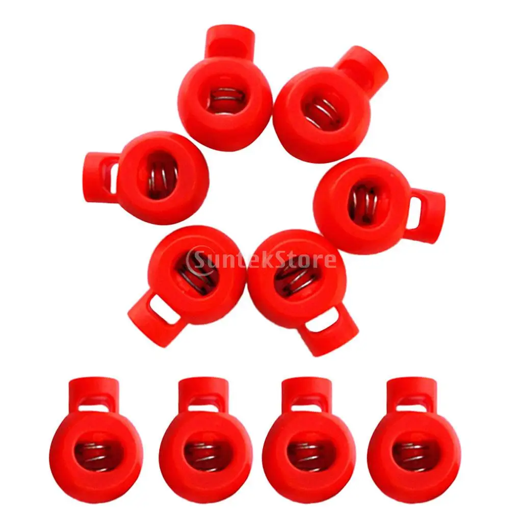 10 Pieces Durable Plastic Shock Cord Bungee Rope Toggle Fastener Terminal End Lock Stoppers Spring Ball Buckles