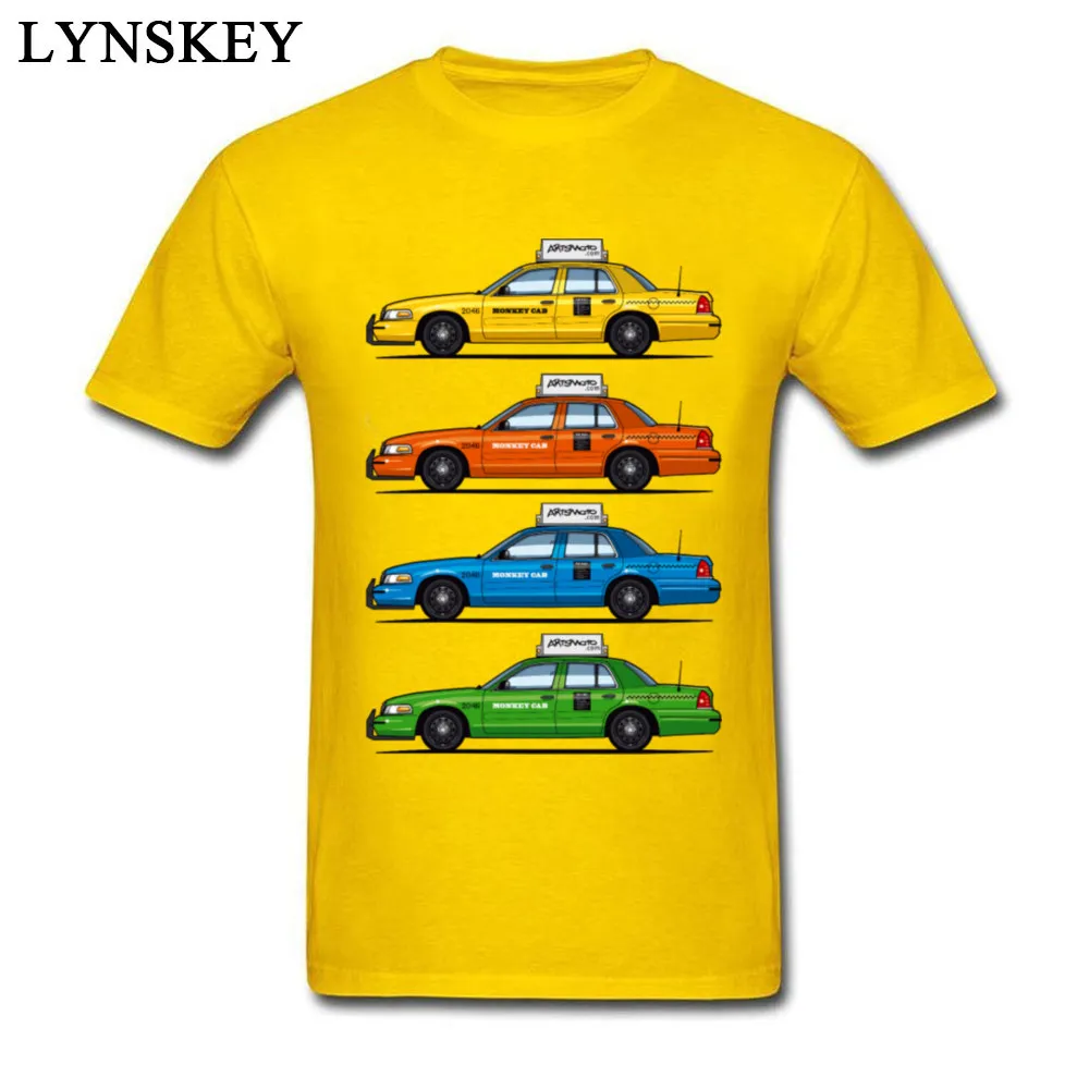 T-shirts Leisure Short Sleeve Cute Crewneck Cotton Tops Tees Printed On Summer Fall Color Taxi Cabs Crown Vic Clothing Shirt for Men yellow