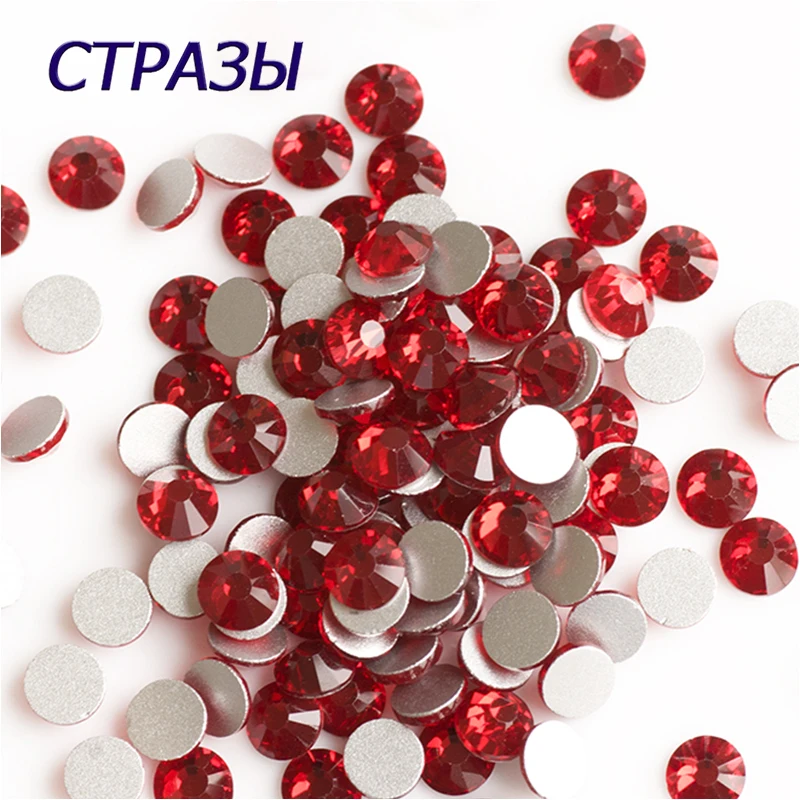 

CTPA3bI 2058 Non Hotfix All Sizes Siam Red Gems Stick On Nails DIY Jewelry Beads Flat Back Glass Stones For Decoration