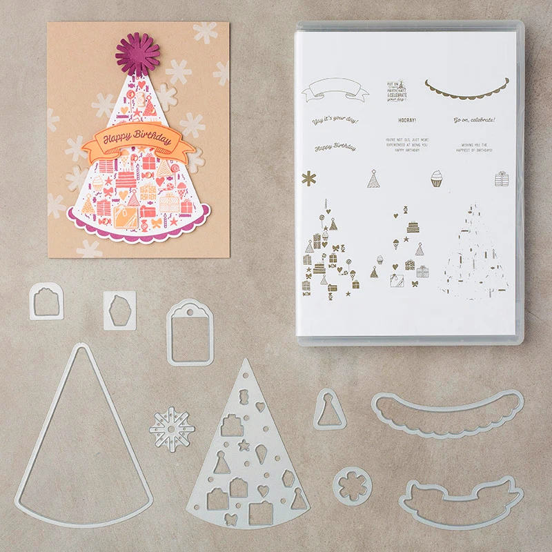 

2019 10pcs happy Birthday Clear Stamp and Dies for Scrapbooking Card Album Making Metal Cutting Dies and Stamps Sets