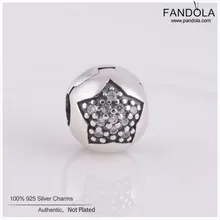 Pave Star Beads 925 серебро прозрачный CZ Накидная застежка Подвески для изготовления ювелирных изделий Подходит для оригинальных шармов браслет Berloque
