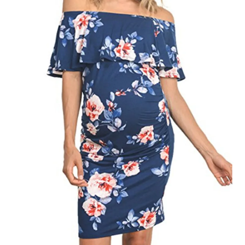 Gjsxy 2018 summer maternity clothes dresses pregnant women skirt collar elastic stretch printing dress elegant jurken vestido 