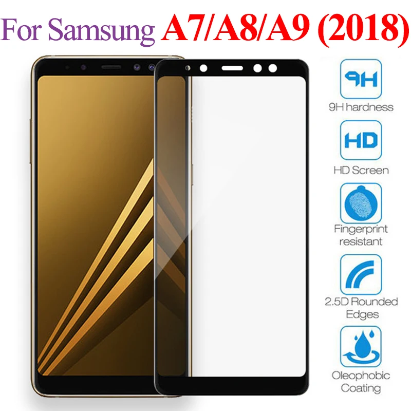 

protective glass on the for Samsung Galaxy a9 a8 a7 2018 screen protector tremp glaxay a 9 8 7 tempered glas a750 a730f cam film