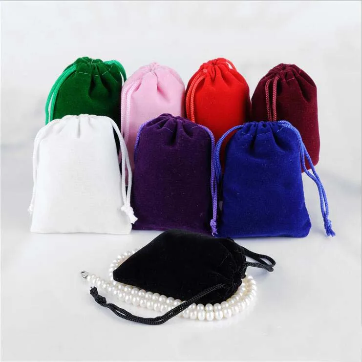 500pcs/lot Small Jewelry Bags 5x7 7x9 9x12cm Velvet Charms Necklace