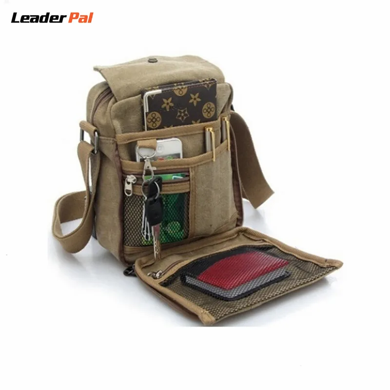 Brand Men&#39;s Crossbody Bag Multifunction Canvas Travel Men Messenger Bags Vintage Small Shoulder ...