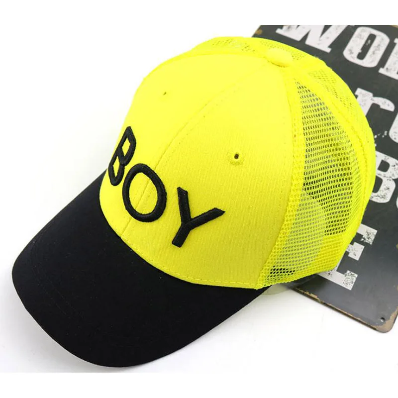 Doitbest корейская детская хип-хоп летняя кепка-бейсболка с вышивкой для мальчиков, детская Солнцезащитная шляпа, сетчатые бейсболки эластичные для мальчиков и девочек, кепка s для детей от 2 до 8 лет - Цвет: Цвет: желтый