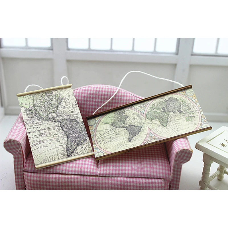 

Mini World Map Simulation Furniture Model Toys for Doll House Decoration 1/12 Dollhouse Miniature Accessories