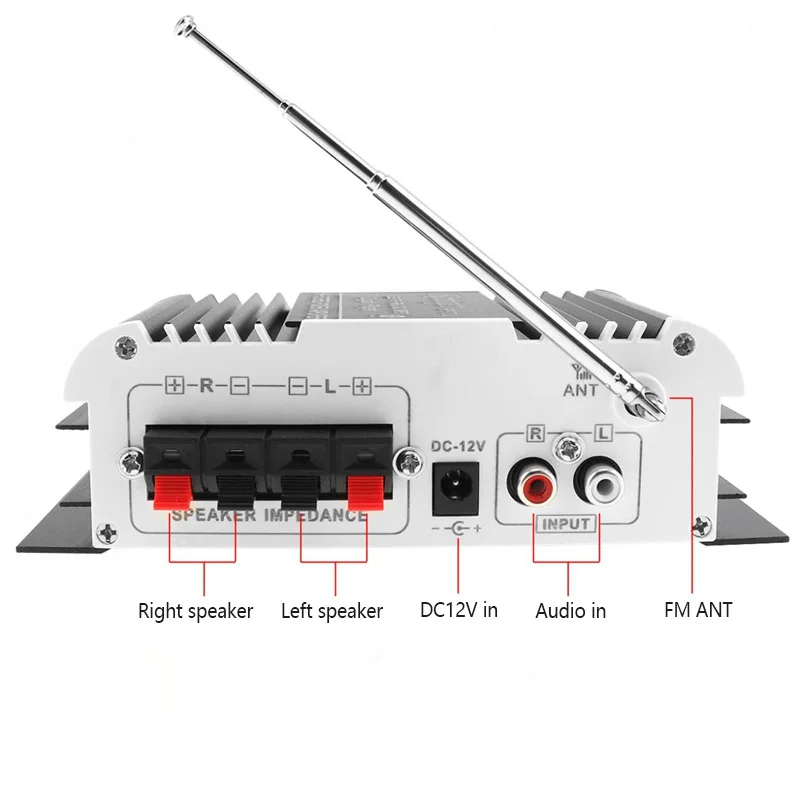 Bluetooth усилитель Kentiger с кабелем питания 12 В 5 А USB TF FM AUX dac 6 мм|Усилители мощности| |