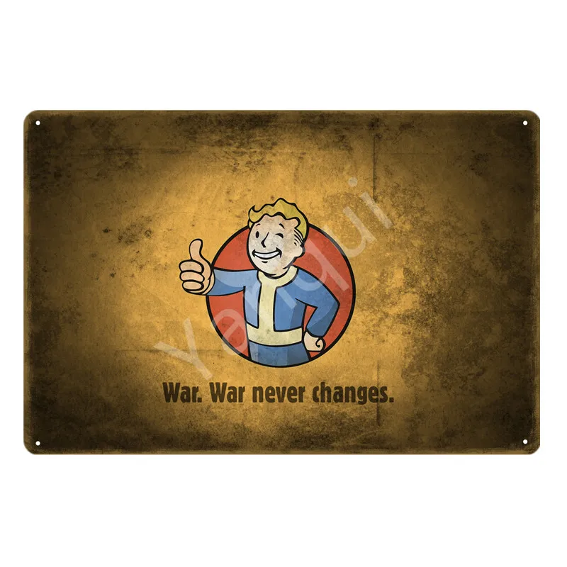 Винтаж Fallout 3 4 игры металлические жестяные вывески стены Искусство печати наклейки для паба для бара, клуба, магазина украшение дома Nuka Cola плакат YN183