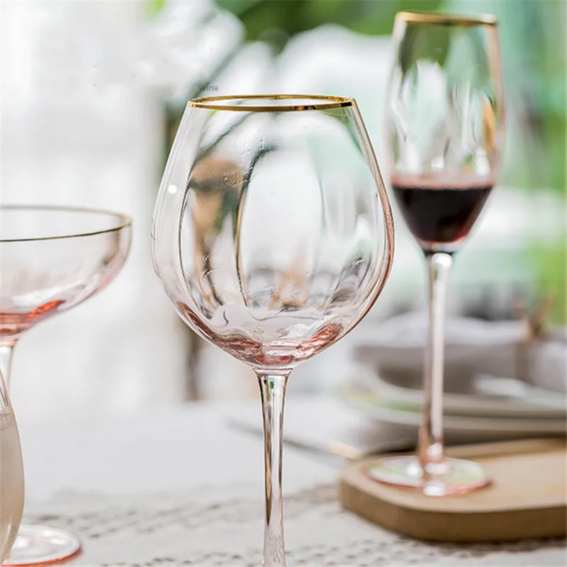 NIMITIME Европейский Стиль Розовый Золотой инкрустация золотой кристалл стеклянный Кубок для вина домашнее Вино десертное мороженое чашка посуда для напитков