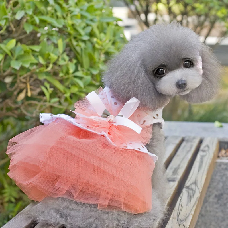 

Pet Summer Clothes Mini Pink Purple Lace Dress Dogs Princess Dresses Wedding Dress XS For Small Dog Clothing