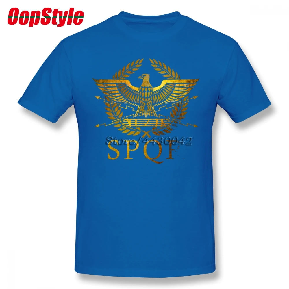 SPQR римская футболка для мужчин плюс размер хлопковая Футболка команды 4XL 5XL 6XL Camiseta - Цвет: Синий