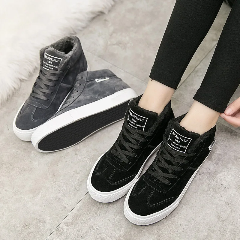 

Hot warm and wear-resistant short tube snow boots women's cotton shoes students plus velvet Martin boots high to help warm winte
